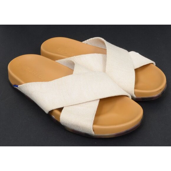 Rothy’s Women The Weekend Slide Sandals Oat Natural Breathable Hemp Size 9 Beach - Picture 9 of 11